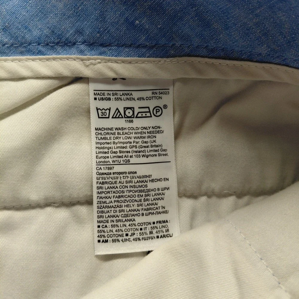 Banana Republic Aiden Linen Shorts Mens 33 Blue Chino Preppy Coastal 9